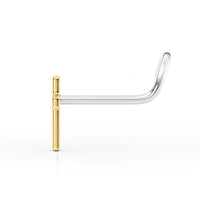 Titanium Curved Nose Ring with 14K Gold Cross - 20G