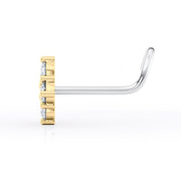 Titanium Diamond Shape Cubic Zirconia Curved Nose Ring with 14K Gold - 20G