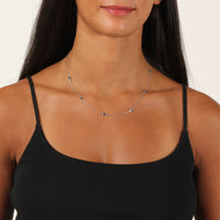 Birthstone Station Necklace in Sterling Silver