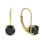 Black Onyx Leaverback Earrings in Sterling Silver