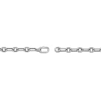 Black Spinel Paperclip Link Bracelet with Carabiner Hook in Sterling Silver, 8.5"