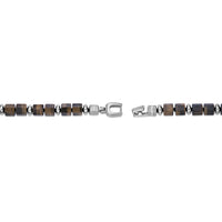 Tiger Eye Hexagon Chunky Beaded Bracelet in Sterling Silver, 8"