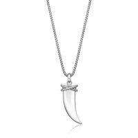Black Spinel Fang Pendant in Sterling Silver, 24"