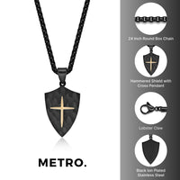 Men's Shield Pendant in Black Ion Plated Stainless Steel