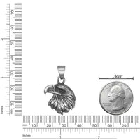 Eagle Head Pendant with Black Agate in Antique Finish Stainless Steel
