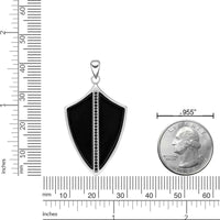 Men's Black Spinel Shield Pendant in Sterling Silver