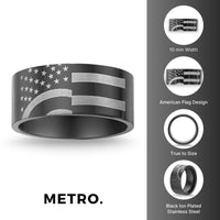 American Flag Band in Black Ion-Plated Stainless Steel