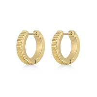 Ridged Hoop Earring in Gold Ion Plated Stainless Steel