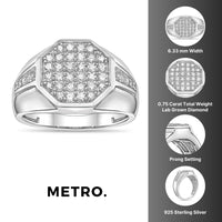 Men's Lab Grown Diamond Ring in Sterling Silver (3/4 ct. tw.)