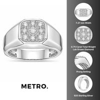 Men's Lab Grown Diamond Ring in Sterling Silver (3/4 ct. tw.)