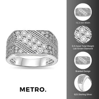Diagonal Rows Ring in Sterling Silver