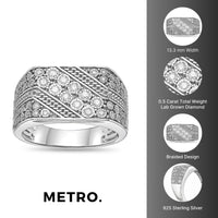 Diagonal Rows Ring in Sterling Silver