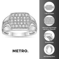 Pavé Square Ring in Sterling Silver