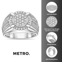 Pavé Halo Ring in Sterling Silver