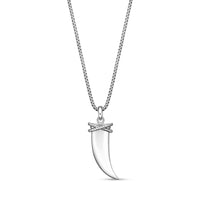 0.50 cttw Black Diamond Fang Pendant in Sterling Silver, 24"