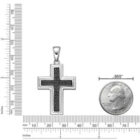 0.50 cttw Black Diamond Cross Pendant in Sterling Silver, 24"