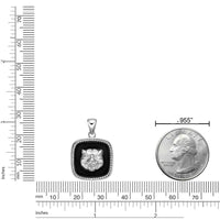 Lion's Head Medalion Pendant with Black Agate in Sterling Silver, 24"