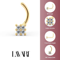 14K Cubic Zirconia Curved Nose Ring - 20G
