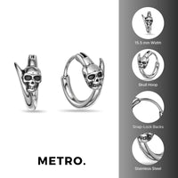 Skull Hoop Earring in Black Ion Plated Stainless Steel