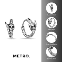 Skull Hoop Earring in Black Ion Plated Stainless Steel