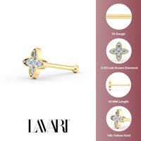18 G (1.0 mm) Lab Grown Diamond Straight-Stud Nose Ring in 14K Yellow Gold