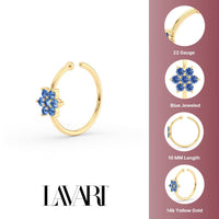 14K FlowerOpen Hoop Nose Ring - 22G