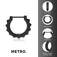 Men's Hoop Earring in Black Ion Plated Stainless Steel