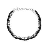 Men's Black Agate and Black Spinel Bracelet in Sterling Silver