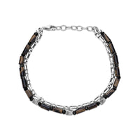 Men's Tiger Eye and Black Spinel Bracelet in Sterling Silver