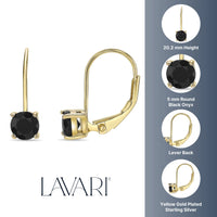 Black Onyx Leaverback Earrings in Sterling Silver