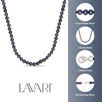 Black Pearl Necklace with Sterling Silver, 16"