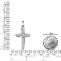 0.49 cttw Natural Diamond Cross Pendant in Sterling Silver, 24"