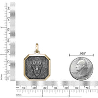 Lion's Head Medalion Pendant with 0.018 cttw Black Diamond in Yellow Gold Plated Sterling Silver, 24"