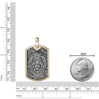 Lion's Head Dog Tag Pendant with 0.018 cttw Black Diamonds in Yellow Gold Plated Sterling Silver, 24"