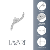 14K Gold Cubic Zirconia Wave Cartilage Earring