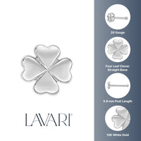 10K Gold Screw Clover Nose Ring - 20G