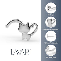 14K Cat Curved Nose Ring - 20G