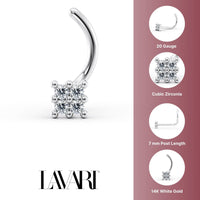 14K Cubic Zirconia Curved Nose Ring - 20G