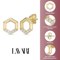 Lab Grown Diamond Hexagon Stud Earrings