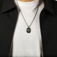 Lion Medallion Pendant in Antique Finish Stainless Steel