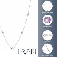 Birthstone Station Necklace in Sterling Silver