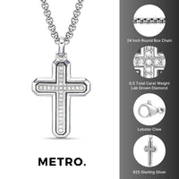 Men's Lab Grown Diamond Cross Pendant in Sterling Silver (1/2 ct. tw.)