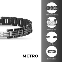 American Flag Bracelet in Black Ion-Plated Stainless Steel