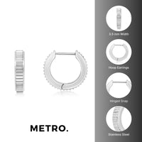 Ridged Hoop Earring in Stainless Steel
