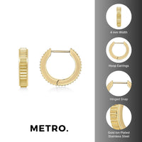 Ridged Hoop Earring in Gold Ion Plated Stainless Steel
