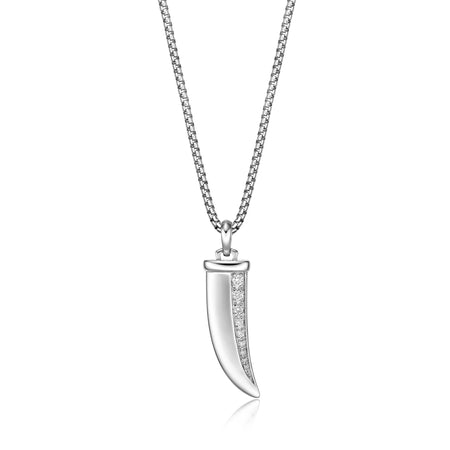 0.20 cttw Natural Diamond Fang Pendant in Sterling Silver, 24"