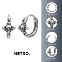 Skull Hoop Earring in Black Ion Plated Stainless Steel