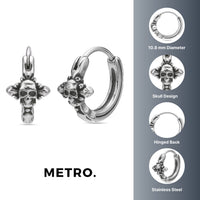 Skull Hoop Earring in Black Ion Plated Stainless Steel