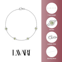 Birthstone Station Bracelet in Sterling Silver