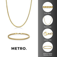 Thin Foxtail Chain Gift Set in Gold Ion Plated Stainless Steel, 20"